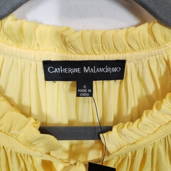 NWT CATHERINE MALANDRINO Puff-Sleeve Top in Yellow - Size Small - Picture 5 of 7